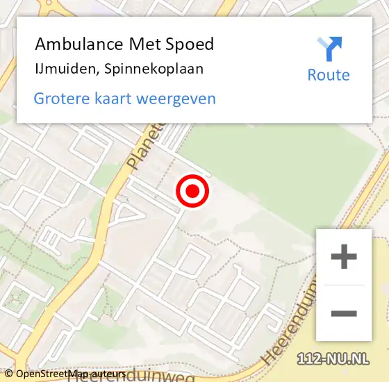 Locatie op kaart van de 112 melding: Ambulance Met Spoed Naar IJmuiden, Spinnekoplaan op 25 mei 2019 13:40