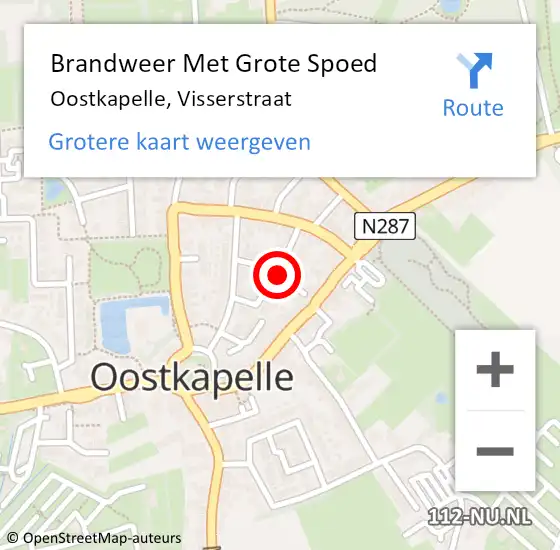 Locatie op kaart van de 112 melding: Brandweer Met Grote Spoed Naar Oostkapelle, Visserstraat op 25 mei 2019 14:21