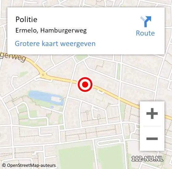 Locatie op kaart van de 112 melding: Politie Ermelo, Hamburgerweg op 25 mei 2019 14:24