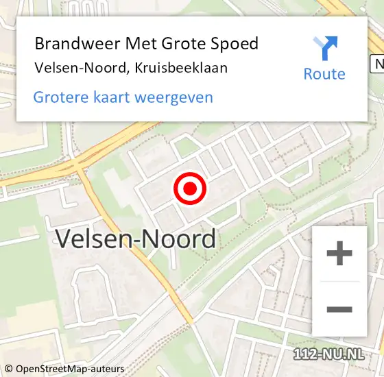 Locatie op kaart van de 112 melding: Brandweer Met Grote Spoed Naar Velsen-Noord, Kruisbeeklaan op 25 mei 2019 14:35