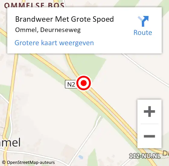 Locatie op kaart van de 112 melding: Brandweer Met Grote Spoed Naar Ommel, Deurneseweg op 25 mei 2019 14:51