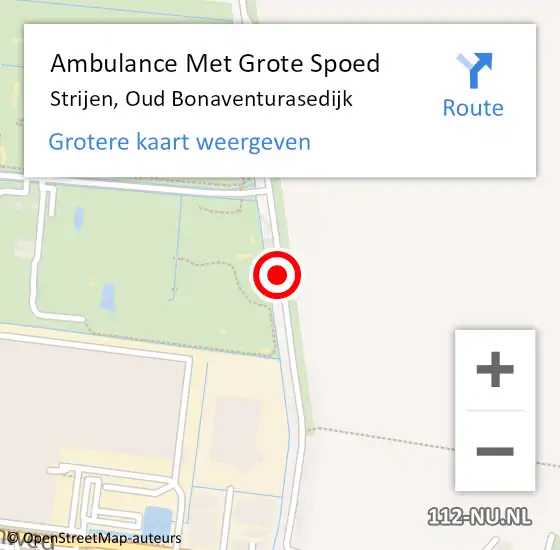 Locatie op kaart van de 112 melding: Ambulance Met Grote Spoed Naar Strijen, Oud Bonaventurasedijk op 25 mei 2019 14:51