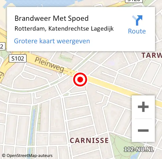 Locatie op kaart van de 112 melding: Brandweer Met Spoed Naar Rotterdam, Katendrechtse Lagedijk op 25 mei 2019 15:04