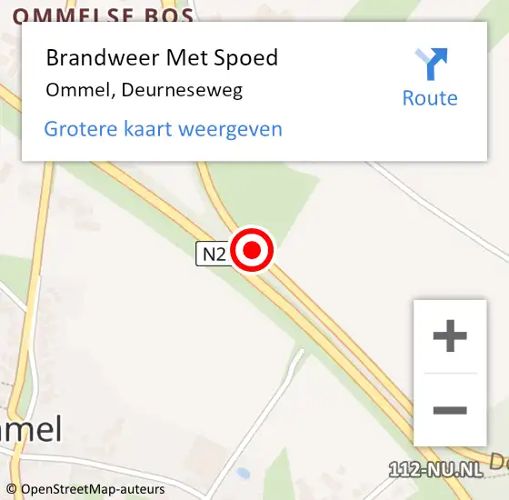 Locatie op kaart van de 112 melding: Brandweer Met Spoed Naar Ommel, Deurneseweg op 25 mei 2019 15:40