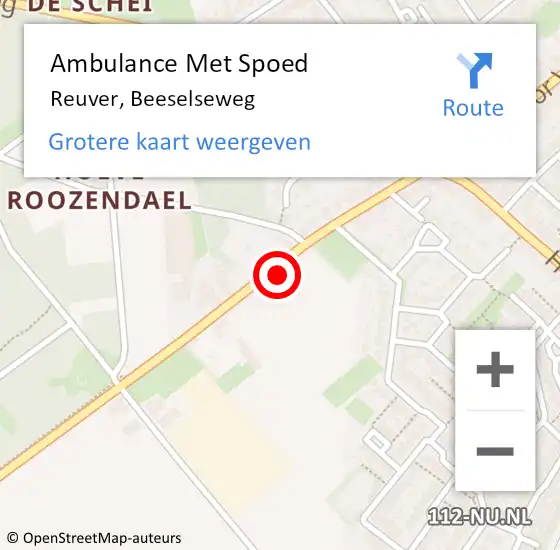 Locatie op kaart van de 112 melding: Ambulance Met Spoed Naar Reuver, Beeselseweg op 25 mei 2019 15:50