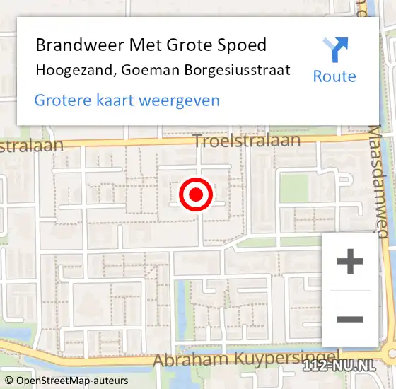 Locatie op kaart van de 112 melding: Brandweer Met Grote Spoed Naar Hoogezand, Goeman Borgesiusstraat op 25 mei 2019 16:46