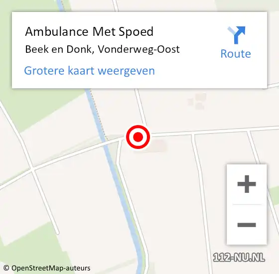 Locatie op kaart van de 112 melding: Ambulance Met Spoed Naar Beek en Donk, Vonderweg-Oost op 25 mei 2019 16:59