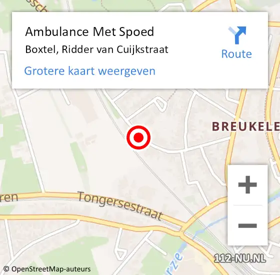 Locatie op kaart van de 112 melding: Ambulance Met Spoed Naar Boxtel, Ridder van Cuijkstraat op 25 mei 2019 18:23