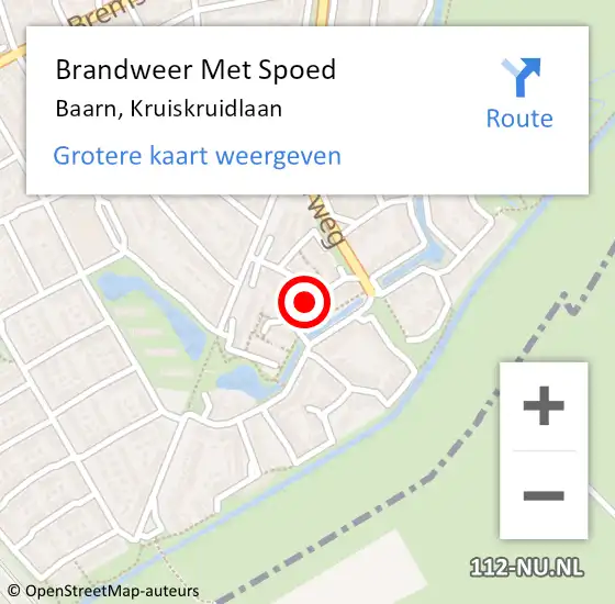 Locatie op kaart van de 112 melding: Brandweer Met Spoed Naar Baarn, Kruiskruidlaan op 25 mei 2019 19:22