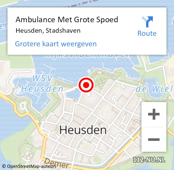 Locatie op kaart van de 112 melding: Ambulance Met Grote Spoed Naar Heusden, Stadshaven op 25 mei 2019 22:13