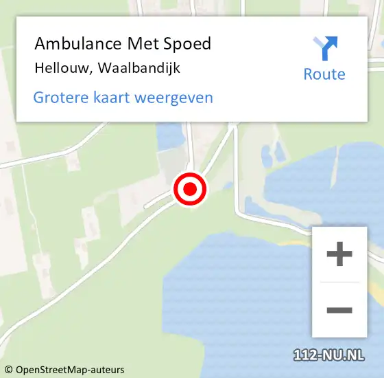 Locatie op kaart van de 112 melding: Ambulance Met Spoed Naar Hellouw, Waalbandijk op 25 mei 2019 22:47