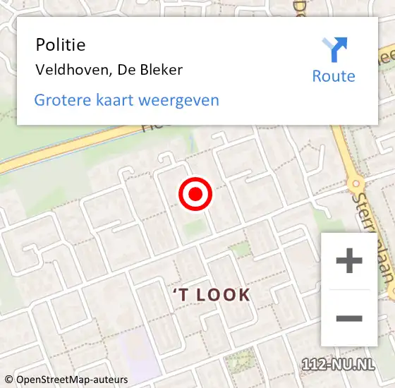 Locatie op kaart van de 112 melding: Politie Veldhoven, De Bleker op 25 mei 2019 22:56