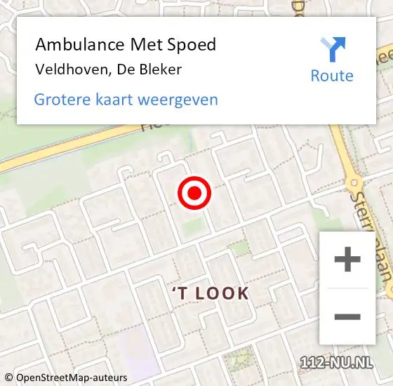 Locatie op kaart van de 112 melding: Ambulance Met Spoed Naar Veldhoven, De Bleker op 25 mei 2019 22:59