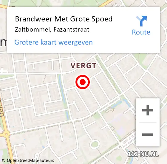 Locatie op kaart van de 112 melding: Brandweer Met Grote Spoed Naar Zaltbommel, Fazantstraat op 25 mei 2019 23:07