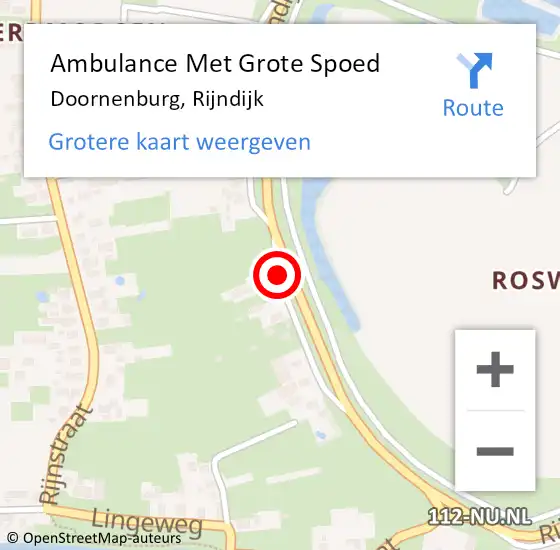 Locatie op kaart van de 112 melding: Ambulance Met Grote Spoed Naar Doornenburg, Rijndijk op 25 mei 2019 23:51