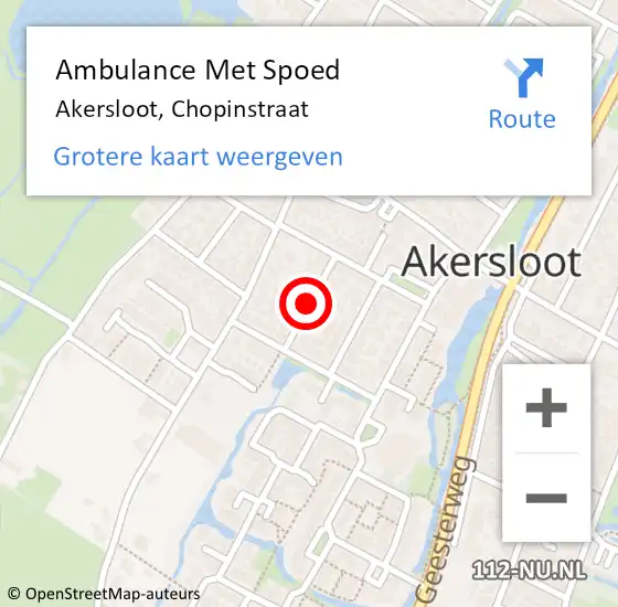 Locatie op kaart van de 112 melding: Ambulance Met Spoed Naar Akersloot, Chopinstraat op 26 mei 2019 01:26