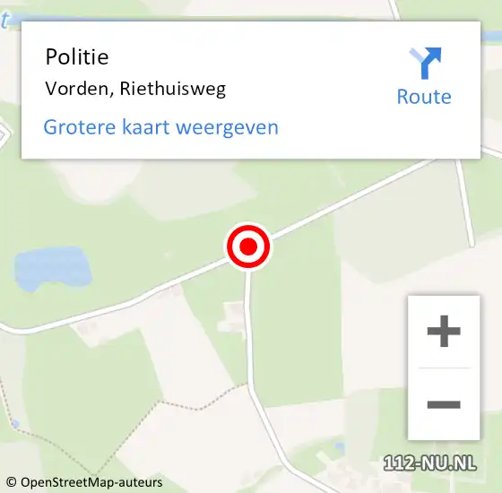 Locatie op kaart van de 112 melding: Politie Vorden, Riethuisweg op 26 mei 2019 03:01