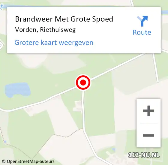 Locatie op kaart van de 112 melding: Brandweer Met Grote Spoed Naar Vorden, Riethuisweg op 26 mei 2019 03:01