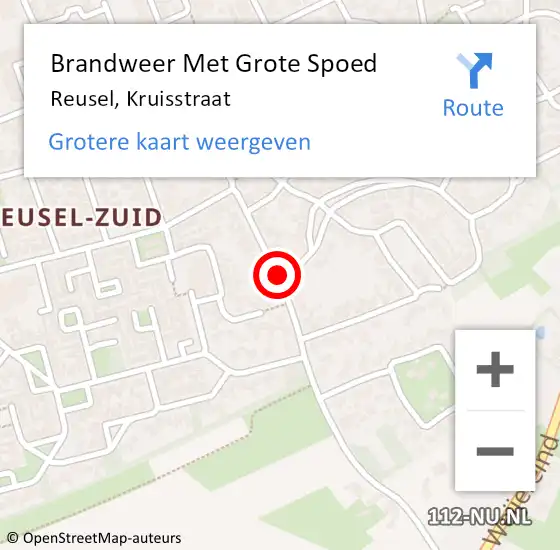 Locatie op kaart van de 112 melding: Brandweer Met Grote Spoed Naar Reusel, Kruisstraat op 26 mei 2019 03:07