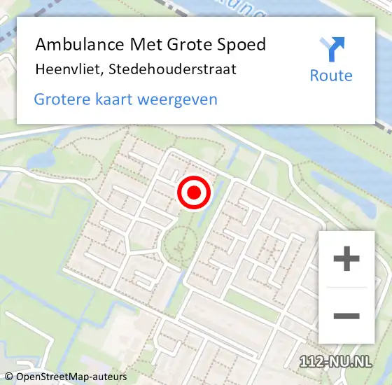 Locatie op kaart van de 112 melding: Ambulance Met Grote Spoed Naar Heenvliet, Stedehouderstraat op 26 mei 2019 03:32