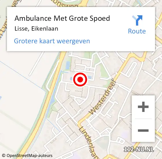 Locatie op kaart van de 112 melding: Ambulance Met Grote Spoed Naar Lisse, Eikenlaan op 26 mei 2019 04:22