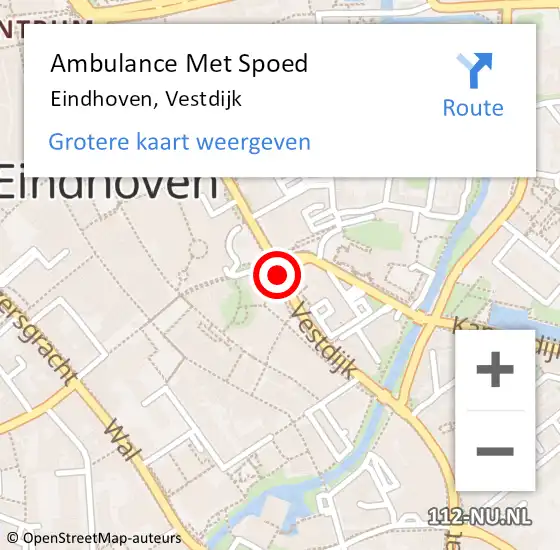 Locatie op kaart van de 112 melding: Ambulance Met Spoed Naar Eindhoven, Vestdijk op 26 mei 2019 04:49