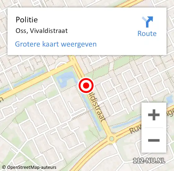 Locatie op kaart van de 112 melding: Politie Oss, Vivaldistraat op 26 mei 2019 05:19