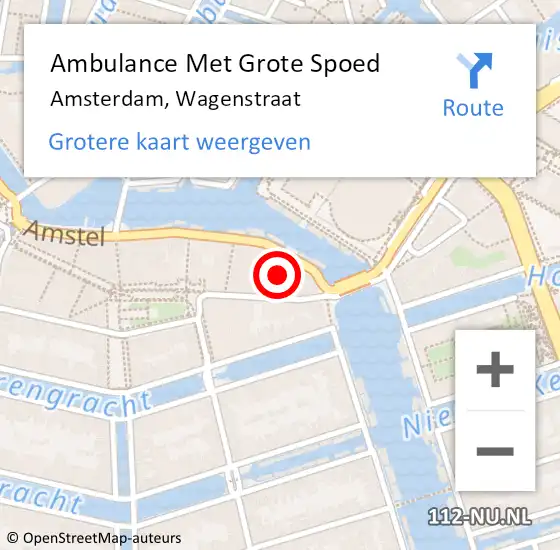 Locatie op kaart van de 112 melding: Ambulance Met Grote Spoed Naar Amsterdam, Wagenstraat op 26 mei 2019 05:27