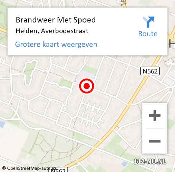 Locatie op kaart van de 112 melding: Brandweer Met Spoed Naar Helden, Averbodestraat op 26 mei 2019 07:28