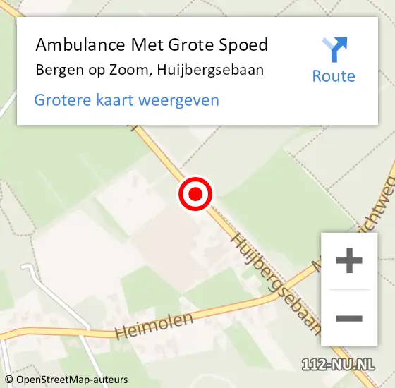 Locatie op kaart van de 112 melding: Ambulance Met Grote Spoed Naar Bergen op Zoom, Huijbergsebaan op 26 mei 2019 08:11