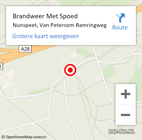 Locatie op kaart van de 112 melding: Brandweer Met Spoed Naar Nunspeet, Van Petersom Ramringweg op 26 mei 2019 09:07