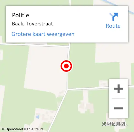 Locatie op kaart van de 112 melding: Politie Baak, Toverstraat op 26 mei 2019 10:43