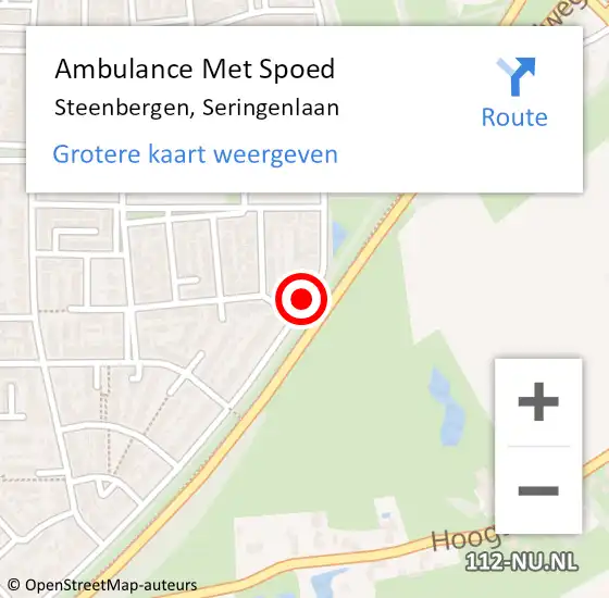 Locatie op kaart van de 112 melding: Ambulance Met Spoed Naar Steenbergen, Seringenlaan op 26 mei 2019 10:59