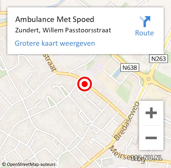 Locatie op kaart van de 112 melding: Ambulance Met Spoed Naar Zundert, Willem Passtoorsstraat op 26 mei 2019 11:11