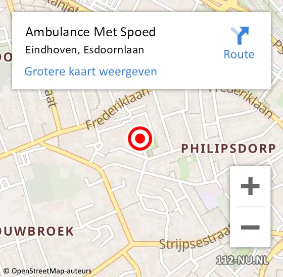Locatie op kaart van de 112 melding: Ambulance Met Spoed Naar Eindhoven, Esdoornlaan op 26 mei 2019 11:12