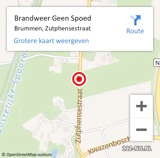 Locatie op kaart van de 112 melding: Brandweer Geen Spoed Naar Brummen, Zutphensestraat op 26 mei 2019 11:22