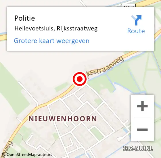 Locatie op kaart van de 112 melding: Politie Hellevoetsluis, Rijksstraatweg op 26 mei 2019 11:51