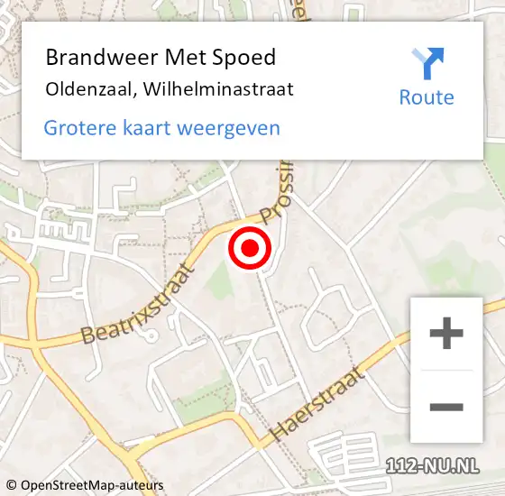 Locatie op kaart van de 112 melding: Brandweer Met Spoed Naar Oldenzaal, Wilhelminastraat op 26 mei 2019 12:04