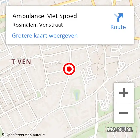 Locatie op kaart van de 112 melding: Ambulance Met Spoed Naar Rosmalen, Venstraat op 26 mei 2019 12:06