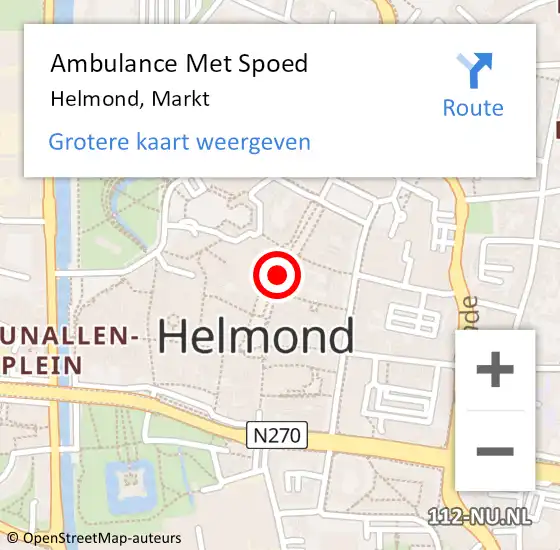 Locatie op kaart van de 112 melding: Ambulance Met Spoed Naar Helmond, Markt op 26 mei 2019 12:31