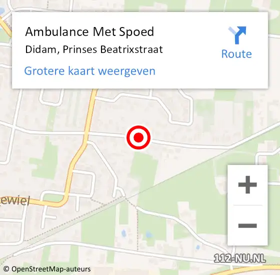 Locatie op kaart van de 112 melding: Ambulance Met Spoed Naar Didam, Prinses Beatrixstraat op 26 mei 2019 12:41