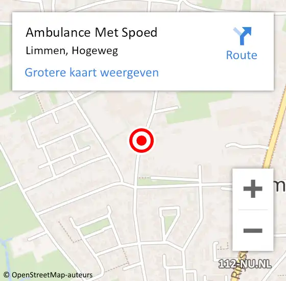 Locatie op kaart van de 112 melding: Ambulance Met Spoed Naar Limmen, Hogeweg op 26 mei 2019 12:56
