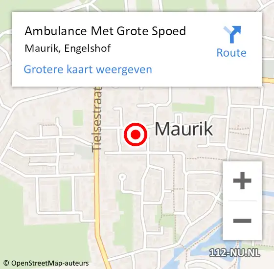 Locatie op kaart van de 112 melding: Ambulance Met Grote Spoed Naar Maurik, Engelshof op 2 april 2014 12:26