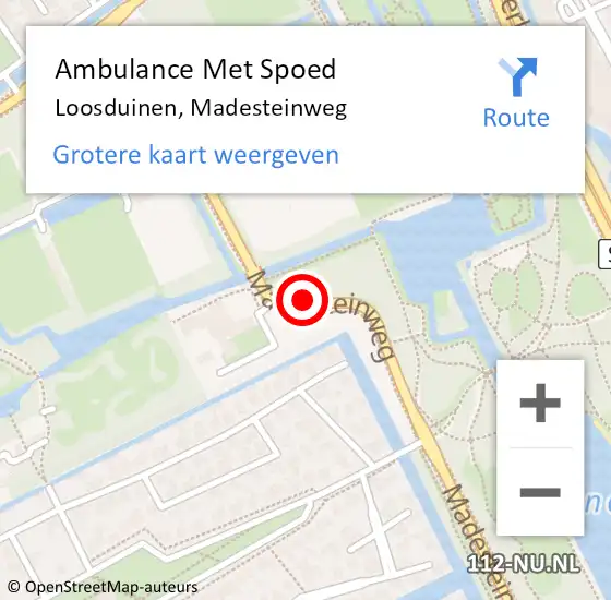 Locatie op kaart van de 112 melding: Ambulance Met Spoed Naar Loosduinen, Madesteinweg op 26 mei 2019 14:15