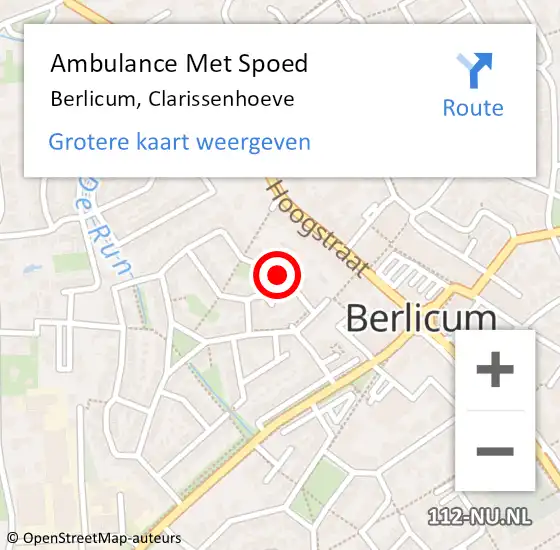 Locatie op kaart van de 112 melding: Ambulance Met Spoed Naar Berlicum, Clarissenhoeve op 26 mei 2019 15:02