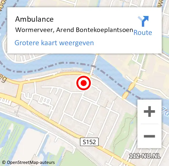 Locatie op kaart van de 112 melding: Ambulance Wormerveer, Albert Meijnsstraat op 26 mei 2019 15:40