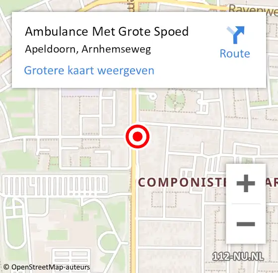 Locatie op kaart van de 112 melding: Ambulance Met Grote Spoed Naar Apeldoorn, Arnhemseweg op 26 mei 2019 15:49