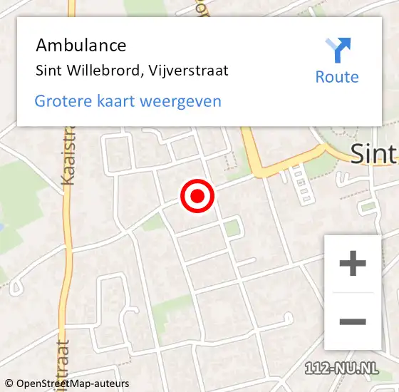 Locatie op kaart van de 112 melding: Ambulance Sint Willebrord, Vijverstraat op 26 mei 2019 16:00