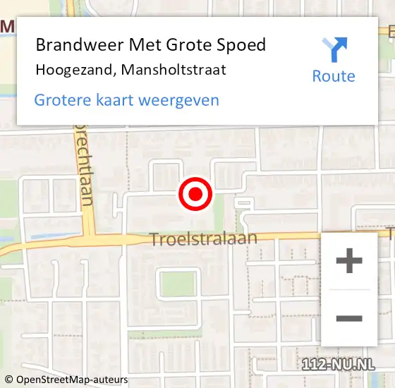 Locatie op kaart van de 112 melding: Brandweer Met Grote Spoed Naar Hoogezand, Mansholtstraat op 26 mei 2019 16:24