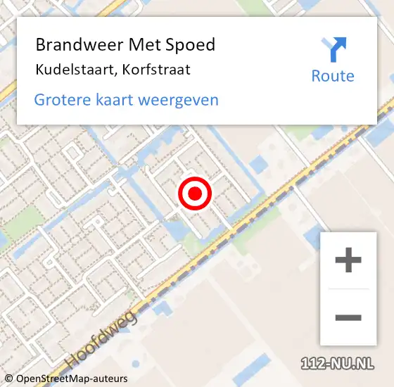 Locatie op kaart van de 112 melding: Brandweer Met Spoed Naar Kudelstaart, Korfstraat op 26 mei 2019 16:25
